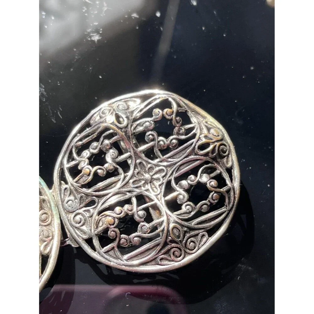 Vintage 1970s Filigree Belt Buckle Silver Tone 2-Piece Boho